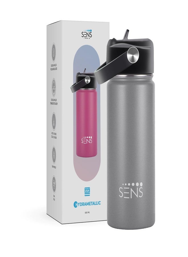 SENS Hydra Metallic Stainless Steel Sipper 500ml Water Bottle Hot or Cold up to 24 Hours | Leak Proof, BPA Free, Eco-Friendly | Travel | Office | Home | Grey - Image 1